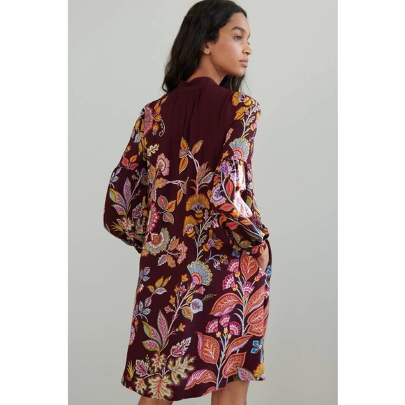 Anthropologie Lori Tunic Dress Size XS,Floral, Vacation. Mother Of Pearl Buttons - Picture 2 of 10